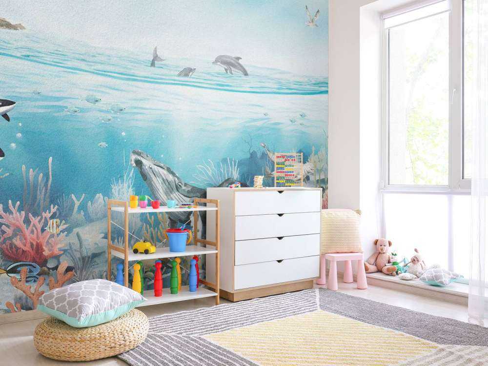 Ocean Landskab med Dyr i Farver