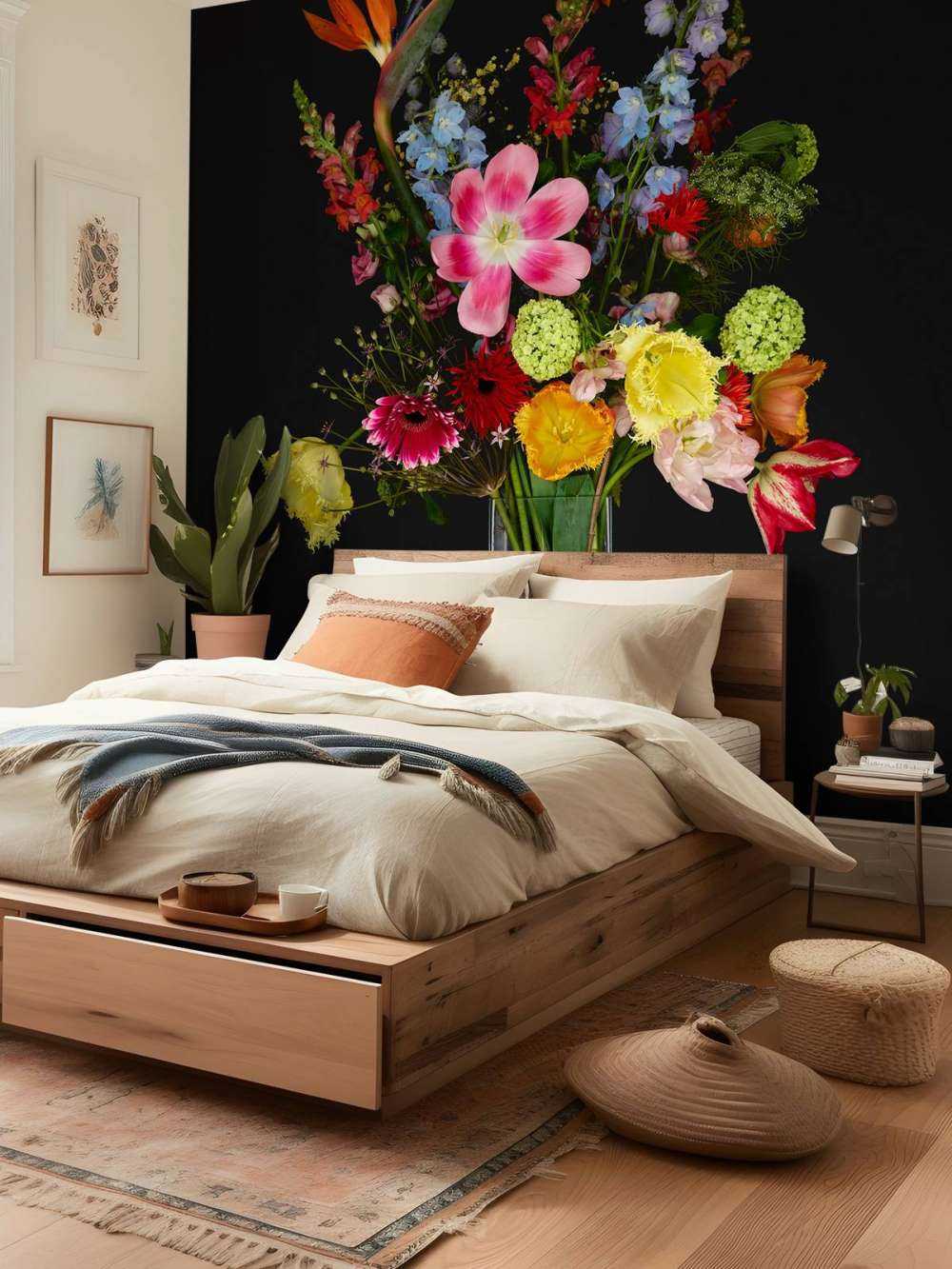 Buket blomster i glasvase