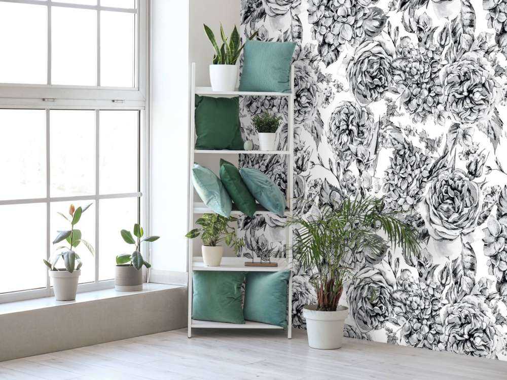 Svartvit Blomträdgård