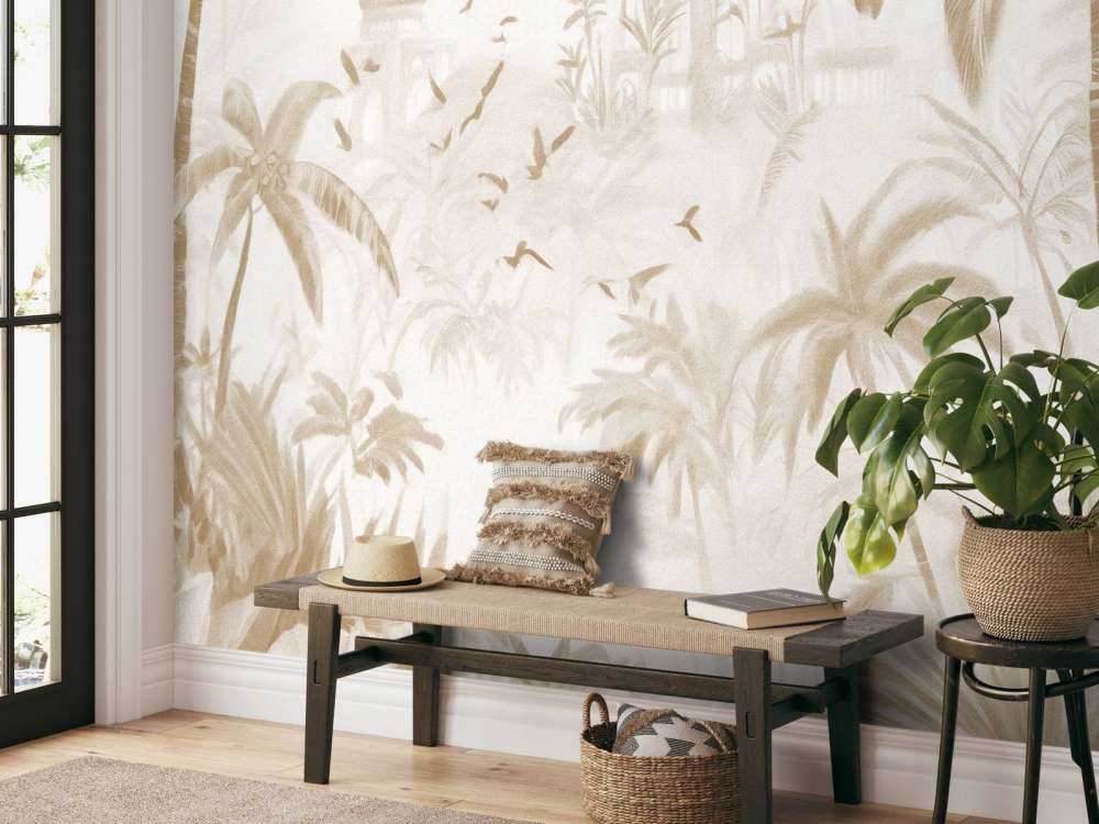 Orientalisk Trädgård i Gryningen, taupe