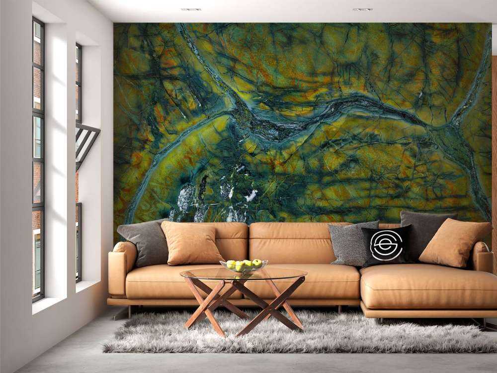 Grön marmor med orange