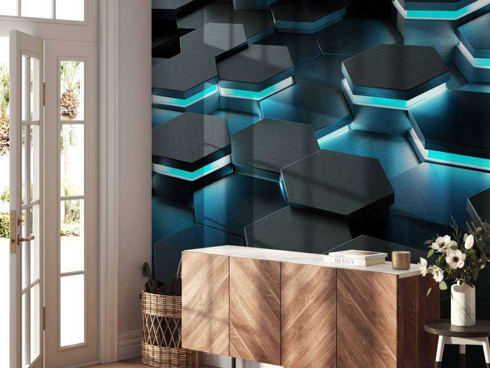 Upplysta 3D-hexagoner