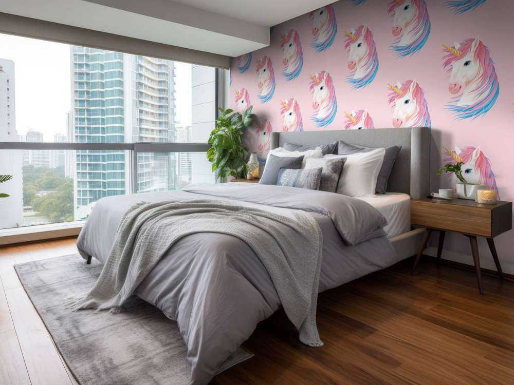 Vit enhörning med gyllene horn