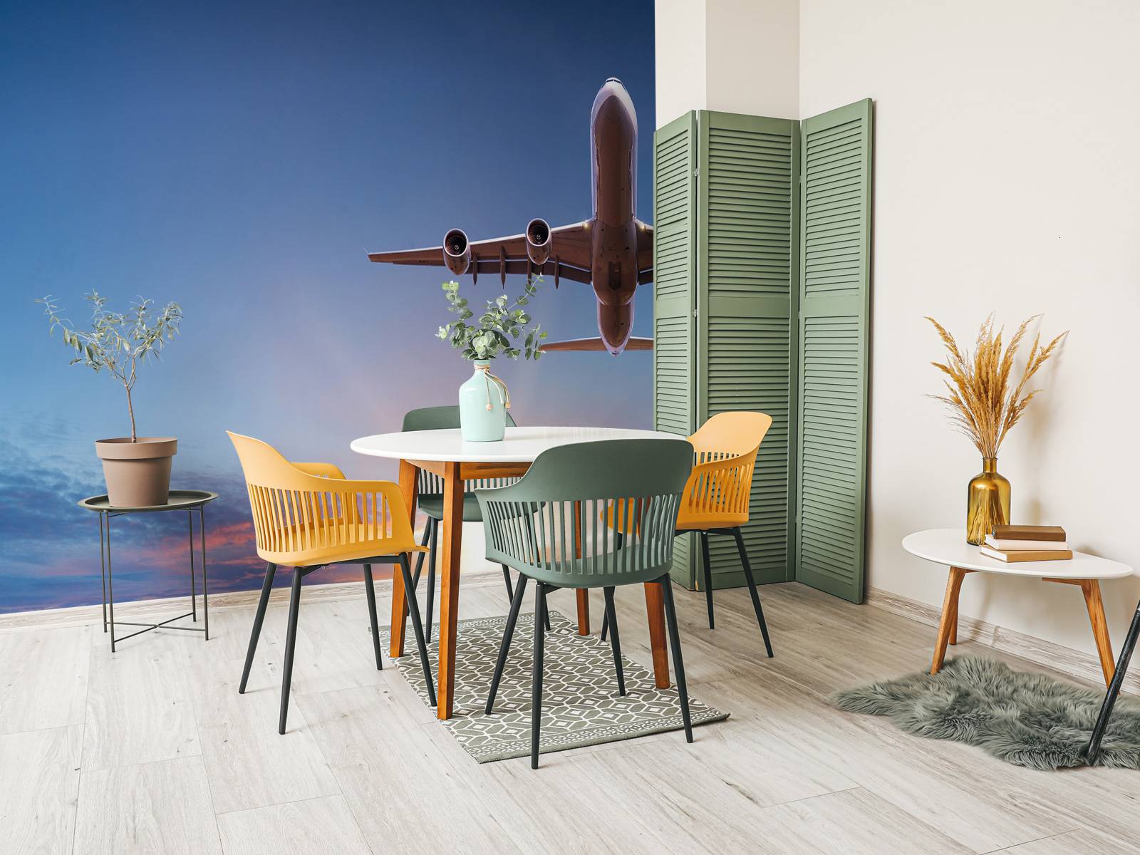 Flygplan med härlig sol