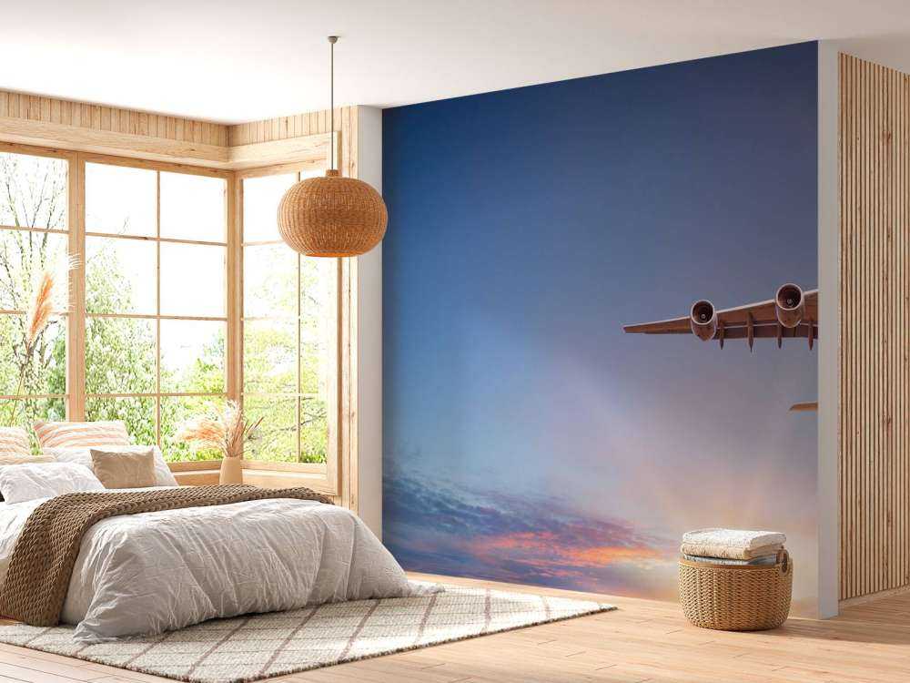 Flygplan med härlig sol