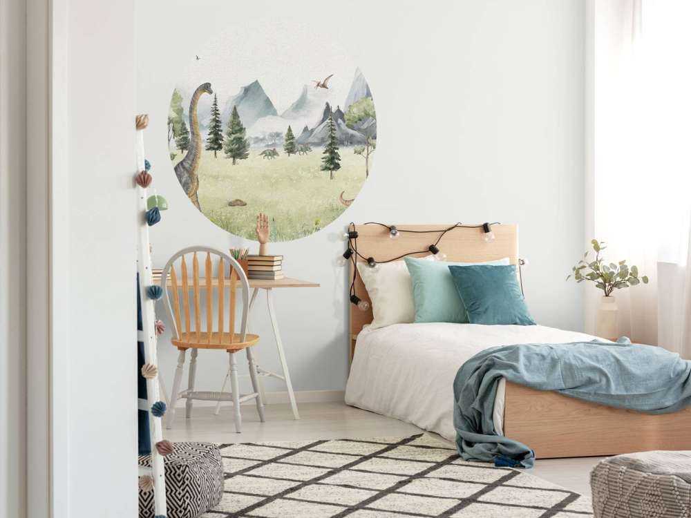 Landskap med färgdinosaurier