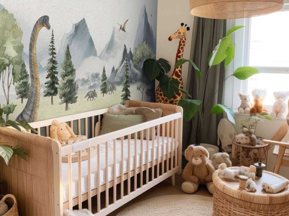 Landskap med färgdinosaurier