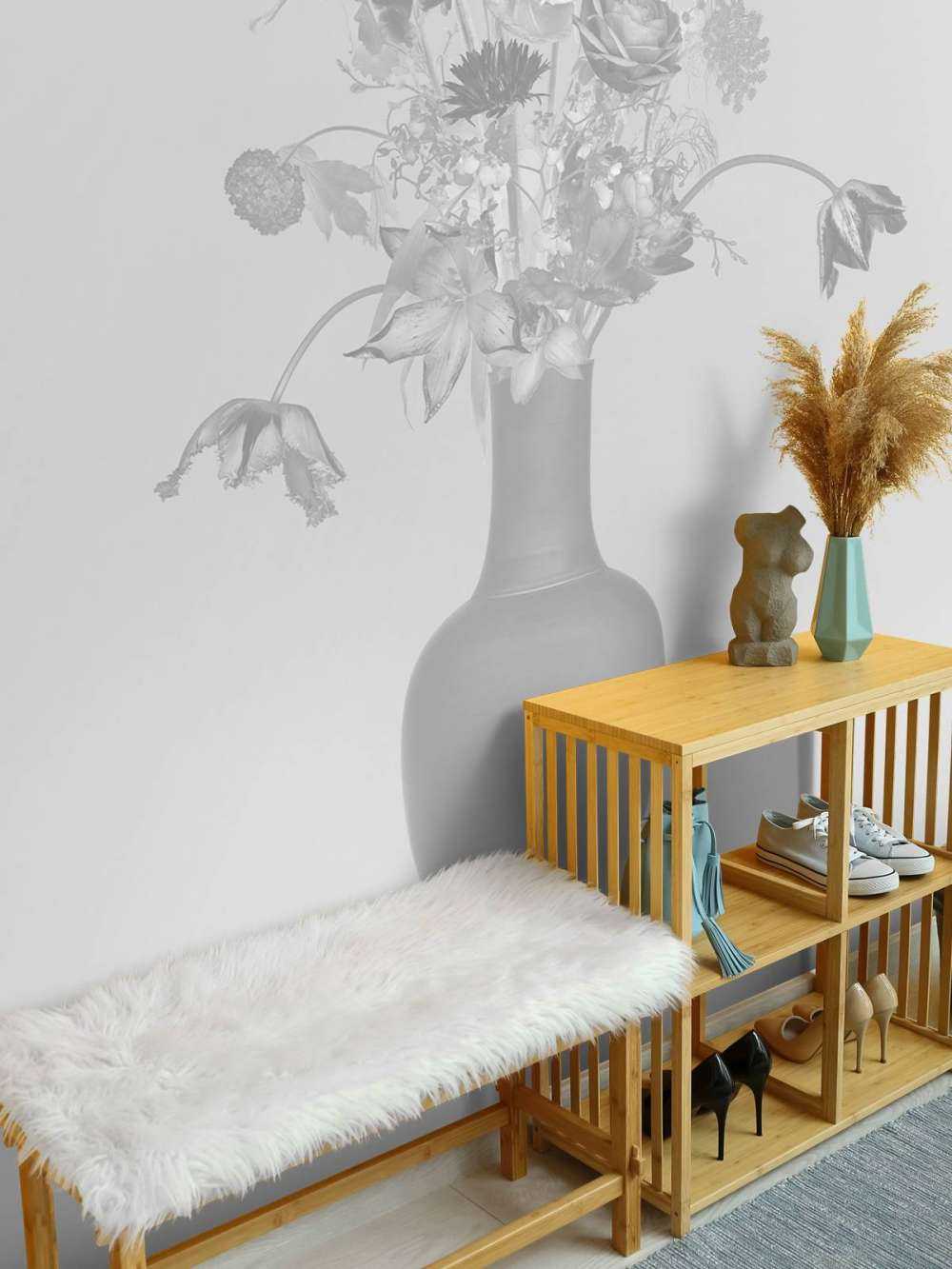 Generös blombukett svart och vit