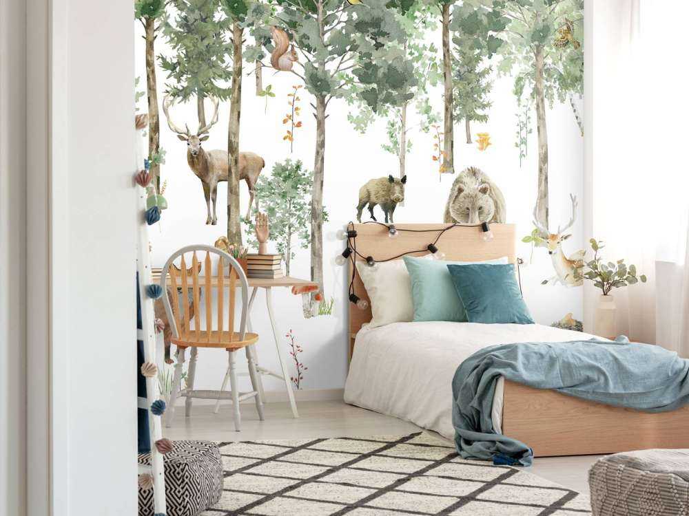 Akvarell skogens djur