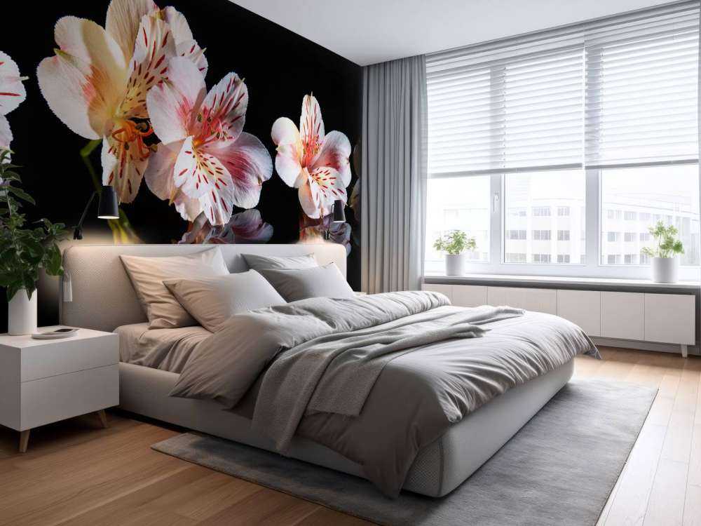 Alstroemeria blommar med reflektion