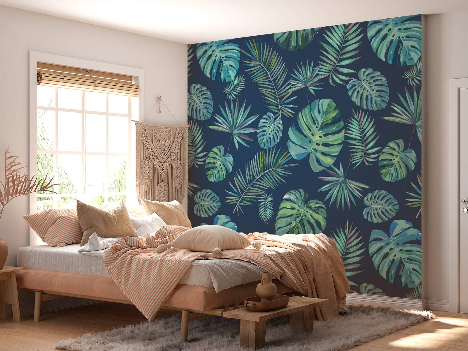 Palmblad och monstera