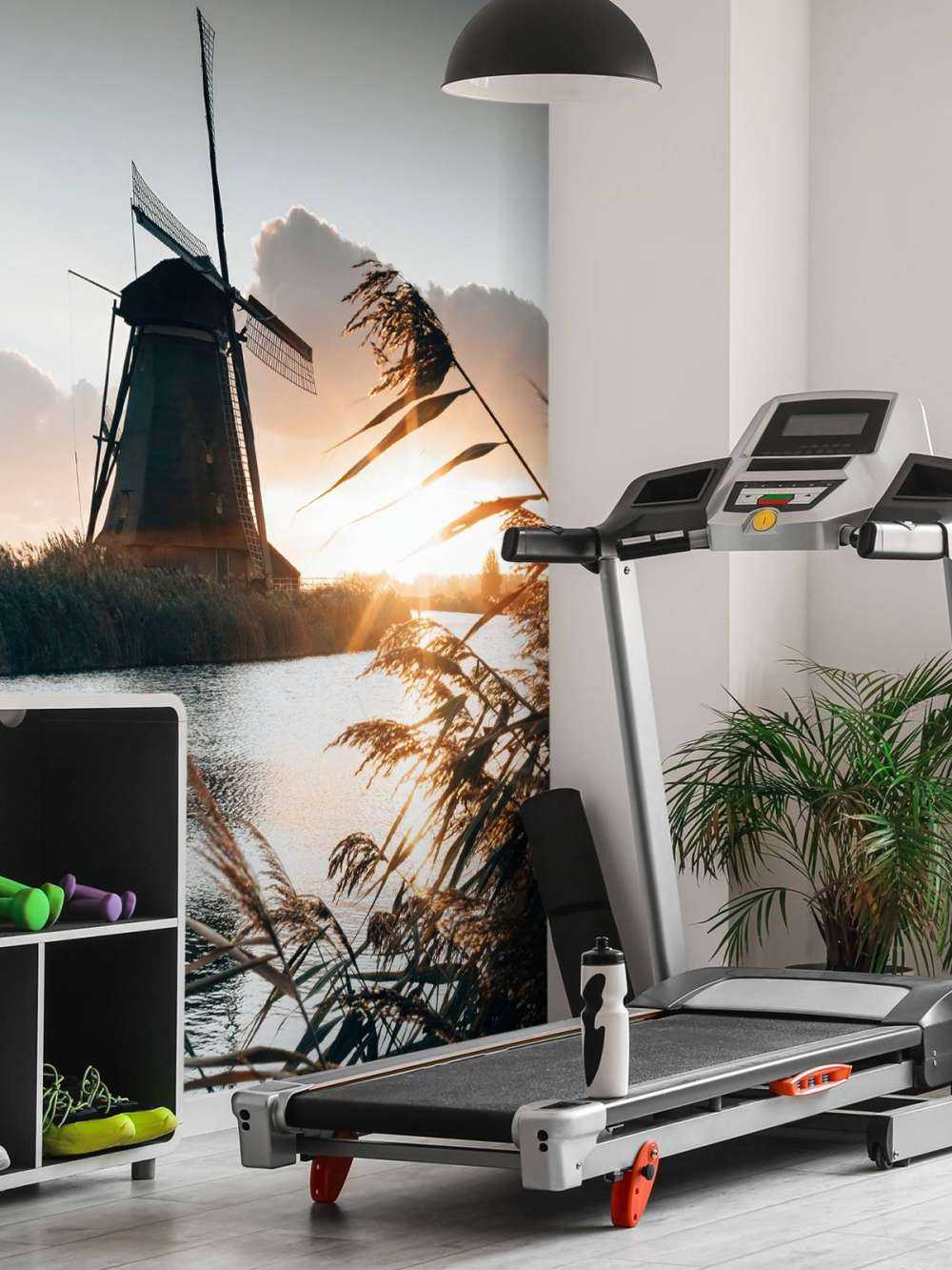 Väderkvarn vid soluppgång