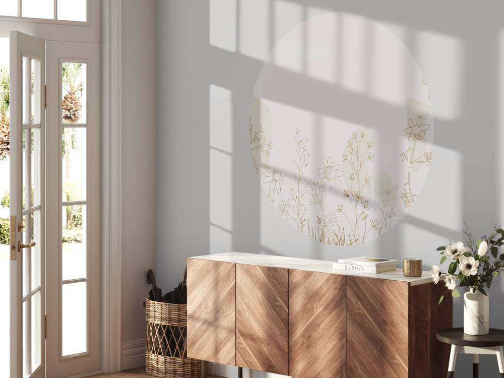 Blomsterfält högt beige och naturfärger