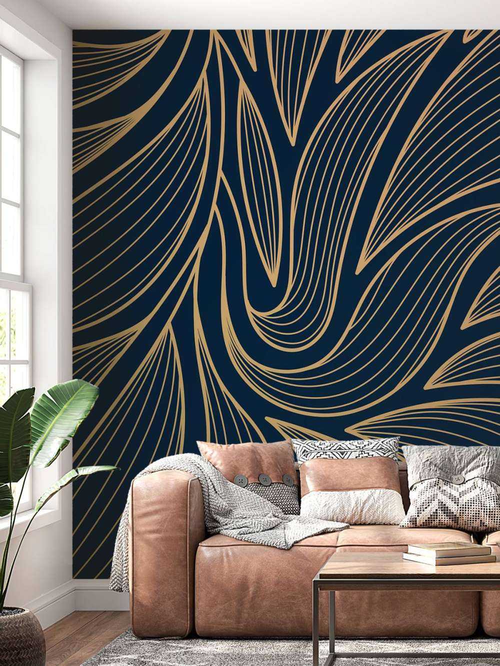 Art deco blommor blå