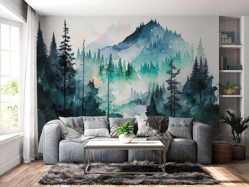 Skog i akvarellfärger