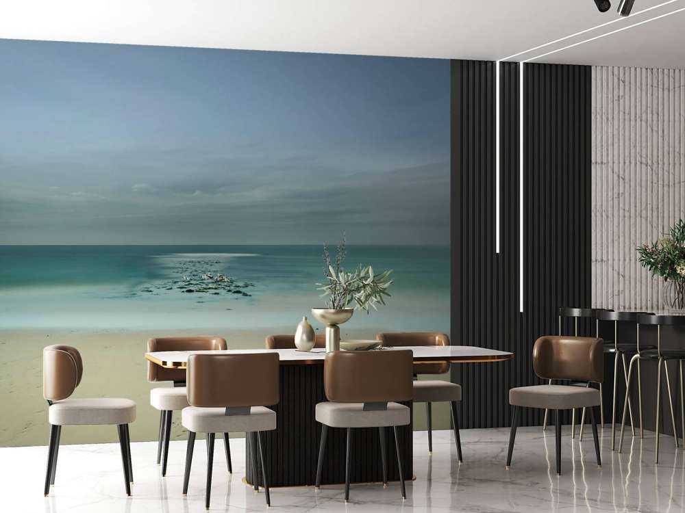 Lugnt hav med måsar