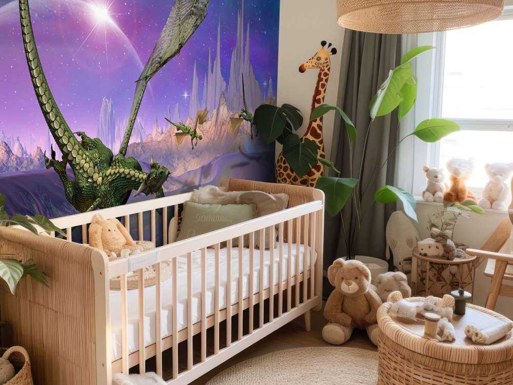 Drakar i ett fantasilandskap