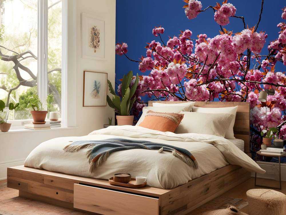 Rosa blomma med blå himmel