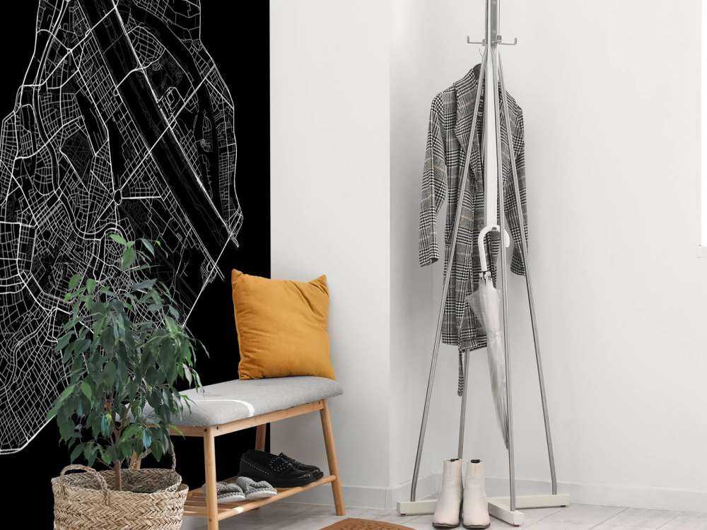 Karta över Wiens centrum, svart