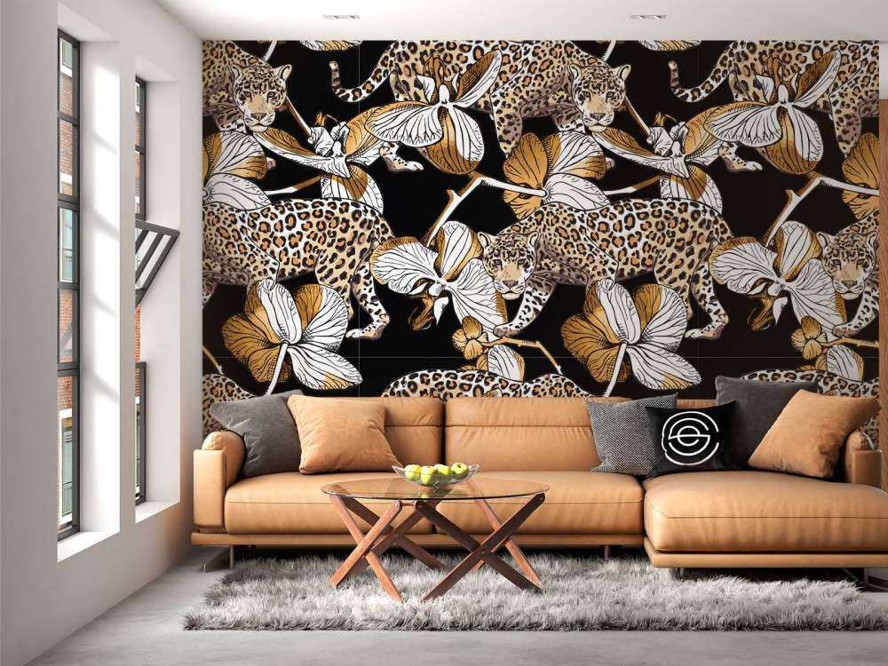 Jaguarer mellan orkidéer