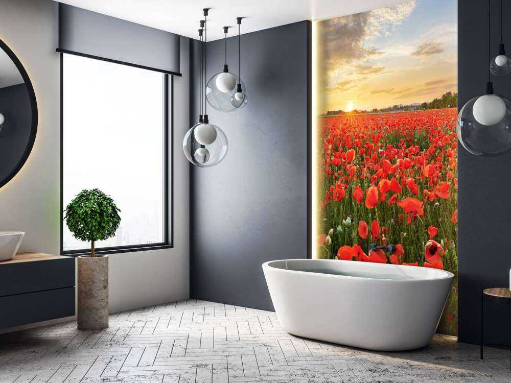 Solnedgång med vallmo