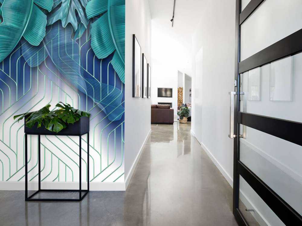 Gröna blad och grafiska gröna linjer