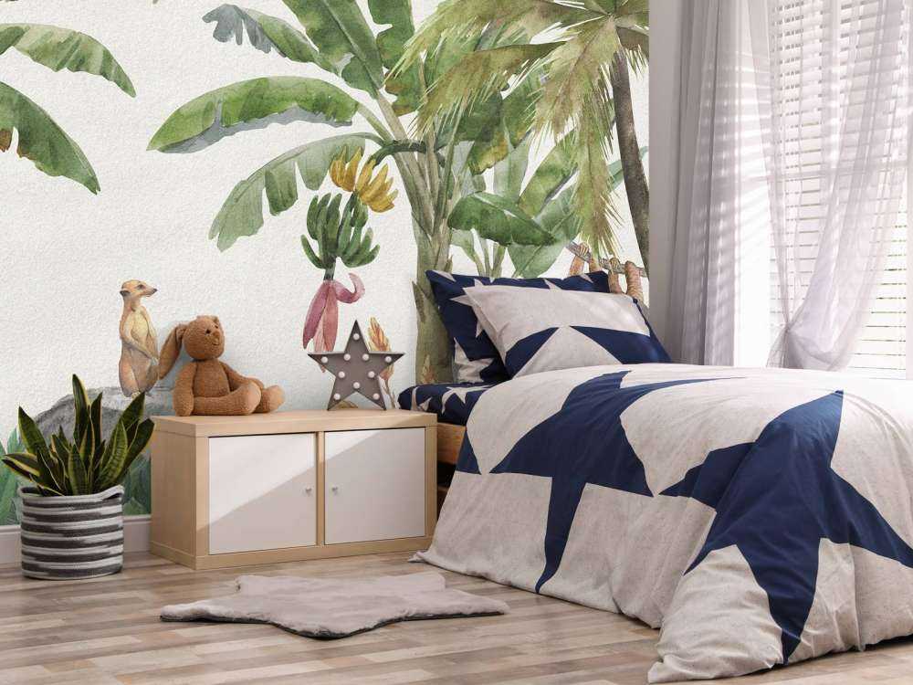 Djungel med färgglada djur