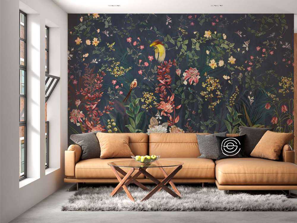 Jungelblomster og fugler