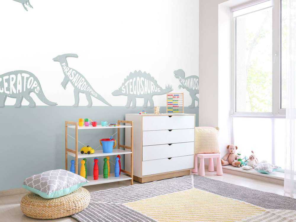 Dinos med tekst i blått