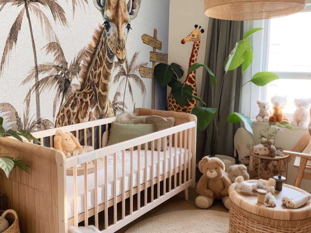 Sjiraffbaby i jungelen i taupe