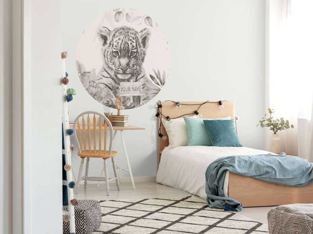 Søt tiger med planter beige