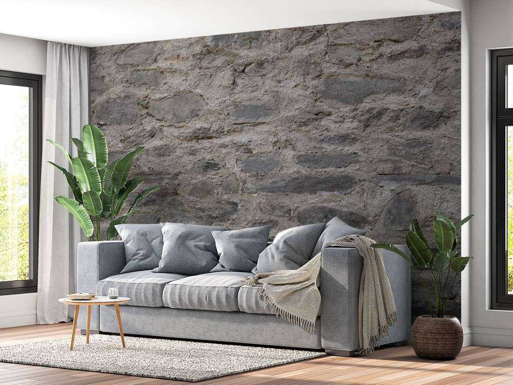 Vegg med grove steiner