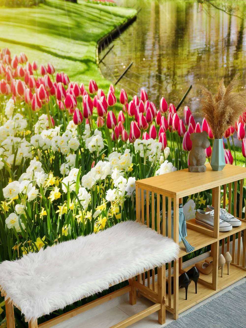 Blomster i en solrik park