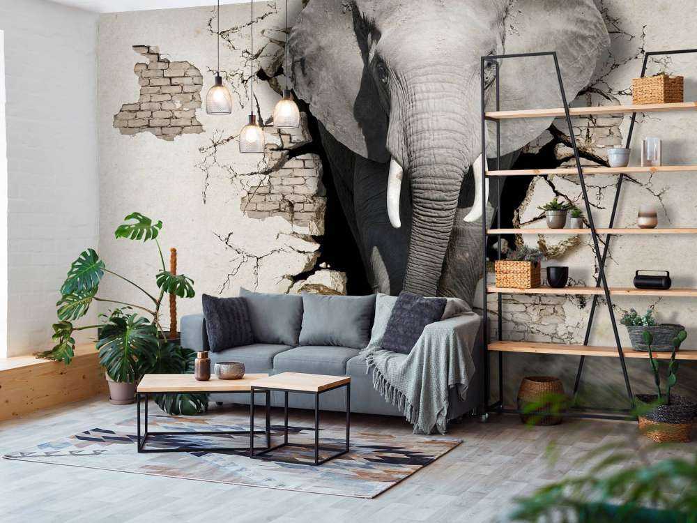 3D elefant fra veggen