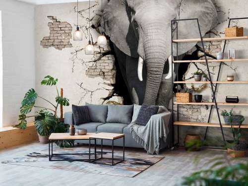 3D elefant fra veggen