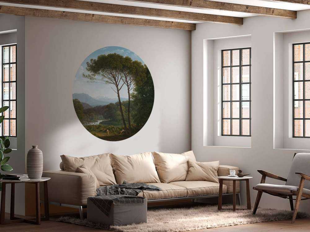 Italiensk landskapp med furutrær