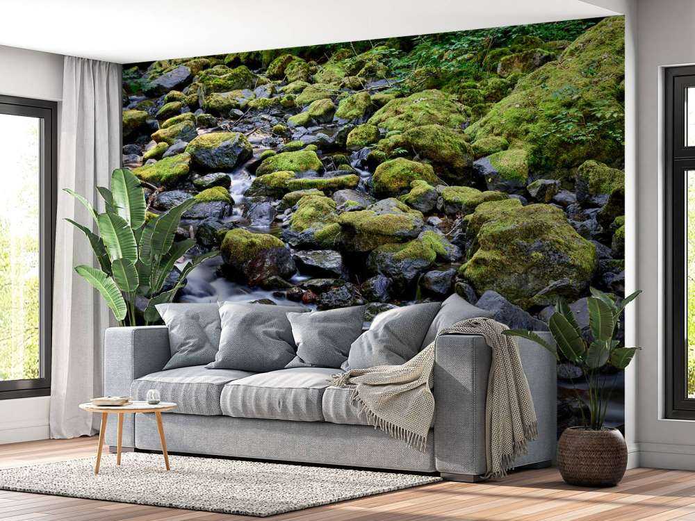 Rennende vann med steiner