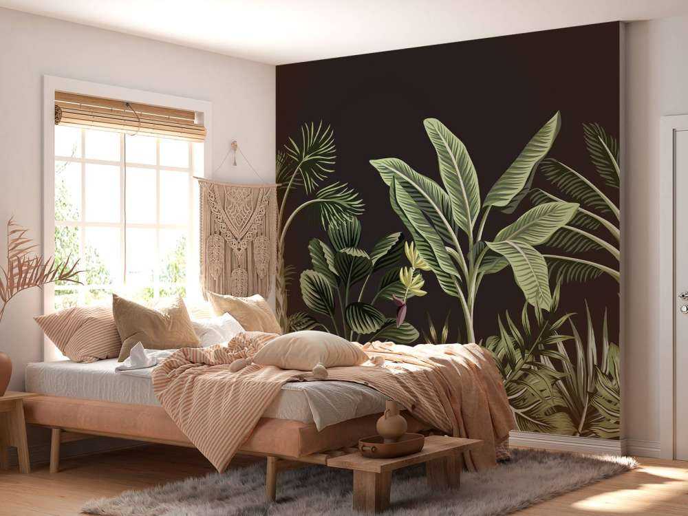 Tropisk palme på mørk baggrund