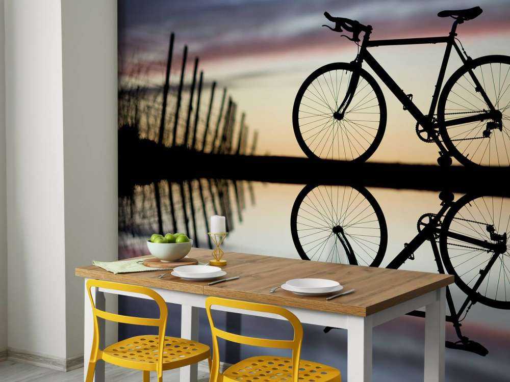 Racercykel ved solnedgang