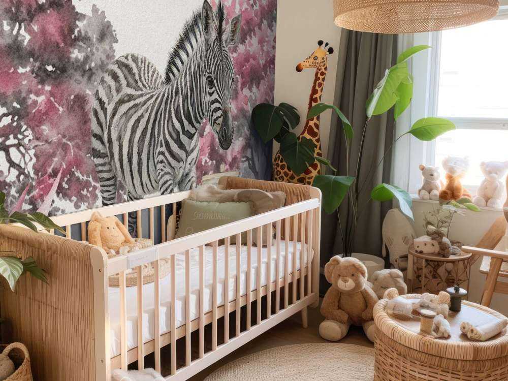 Ung zebra i naturen lyserød