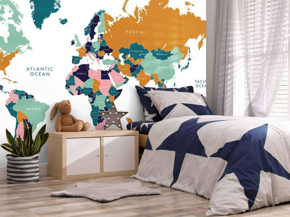 Verdenskort med havdyr