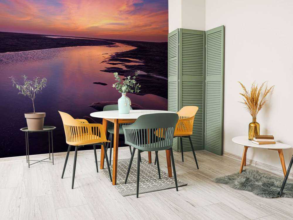 Solnedgang med lilla luft