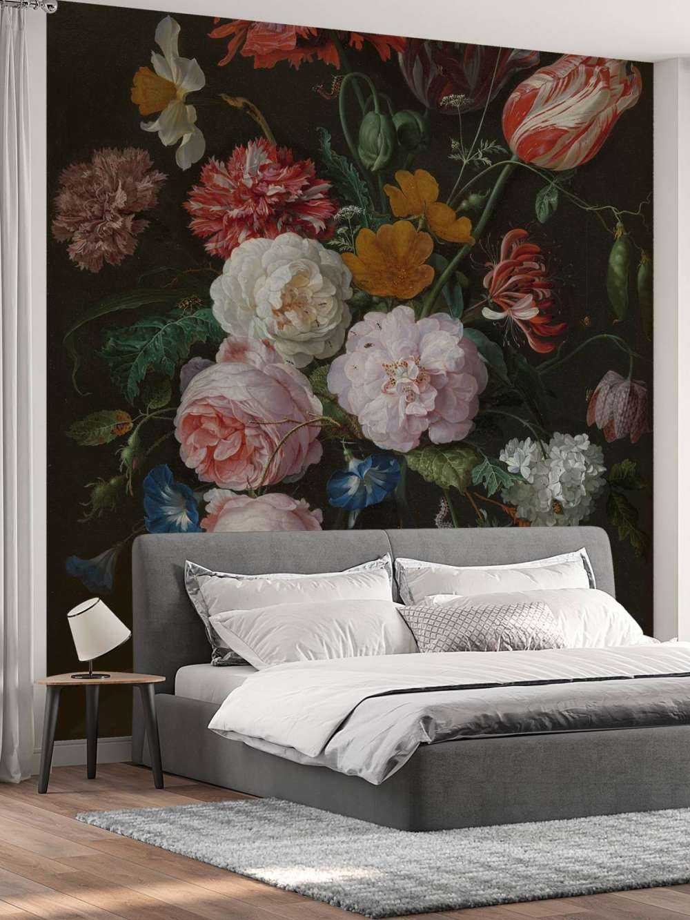 Stadig liv med blomster i en glasvase