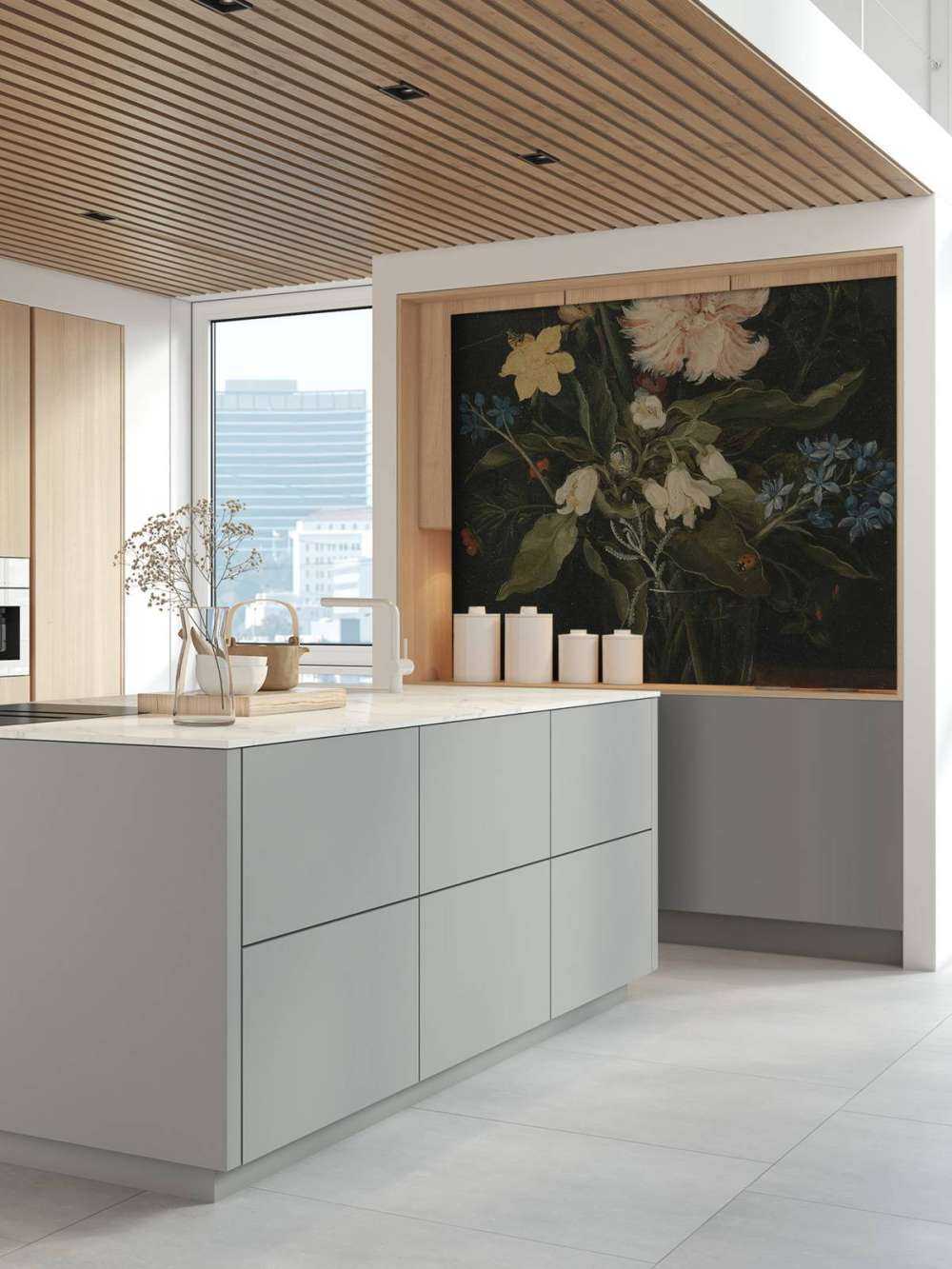 Stadig liv med blomster i et glas