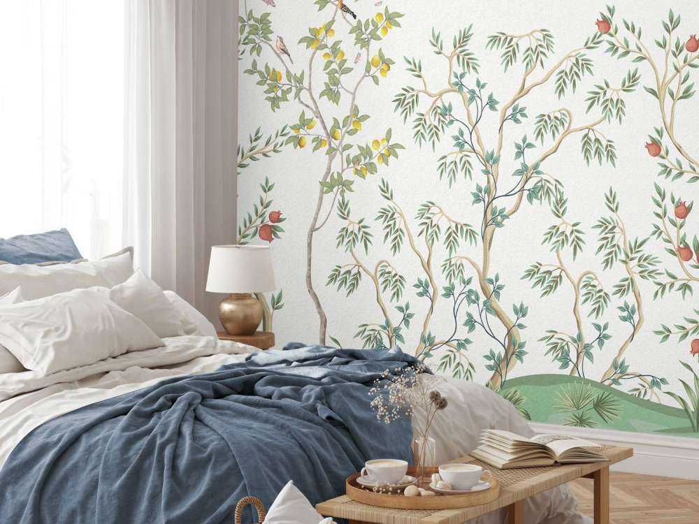 Landskab med frugttræer