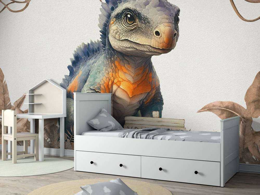 Baby ankylosaurus i den taupefarvede junglen