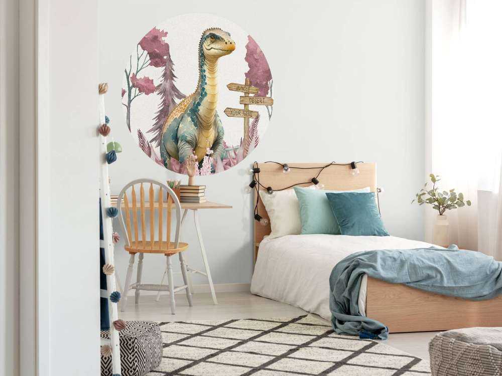 Baby brachiosaurus i den rosa junglen