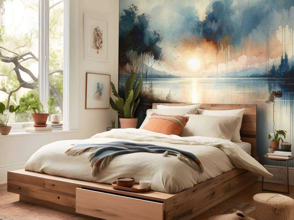 Akvarel Abstrakt Sø