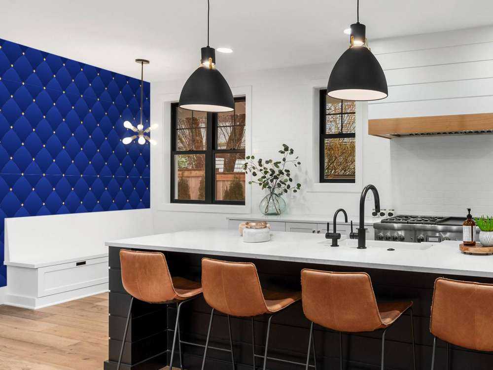 Mørkeblåt chesterfield mønster