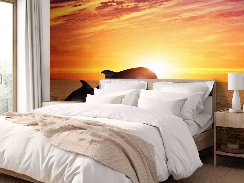 Delfiner i aftensolen